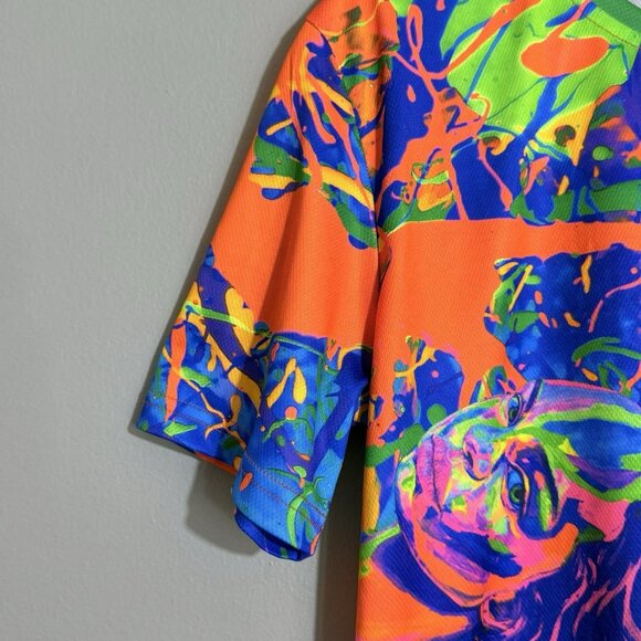 Aofmoka Blacklight Fluorescent UV Tshirt Men Size S Women Faces Neon Club Party - Picture 9 of 11